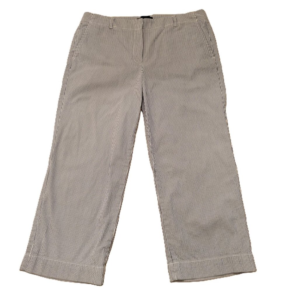 Talbots Chelsea Pant Women’s 12 Cropped Straight Leg Stripe Mid Rise Stretch